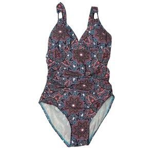 Spanx Love Your Assets In Bloom Floral Paisley Swimsuit Full Coverage Size Large